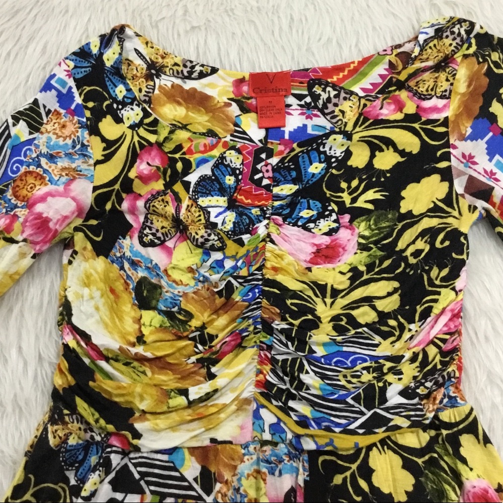 Cristina V colorful floral top size medium